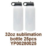 Clearance USA_32oz White Blank Sublimation Sports Water Bottles Stainless Steel Insulated Water Bottles 25pcs for Sublimation and UV DTF Wraps_USPNY