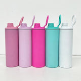 RTS USA_20oz Duo Lids Macaron Colors Blank Sublimation Straight Sports Water Bottle with Two Lids 25pcs For Sublimation and Laser Engraving_USPNY