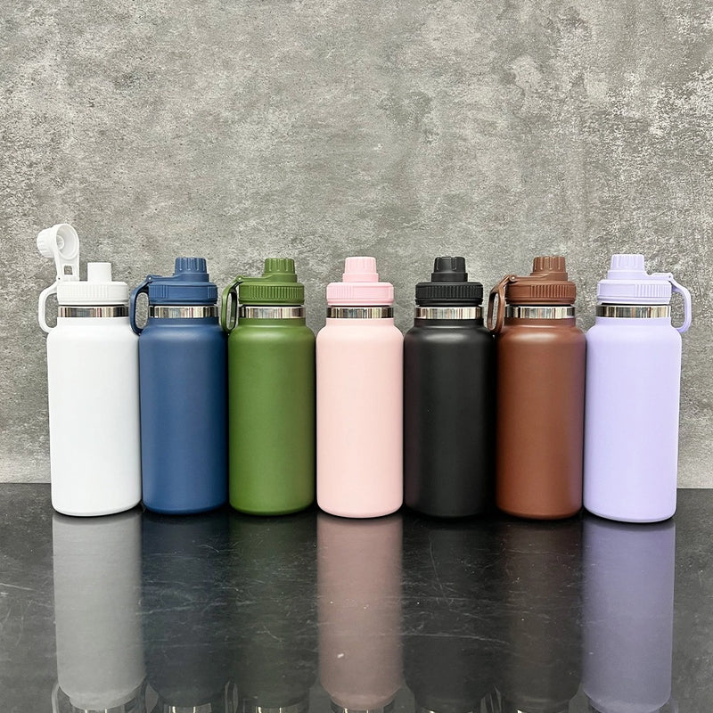 RTS USA_32oz Powder Coated Water Bottle with Portable Drinking Spout Lid 20pcs For Laser Engraving_USPNY