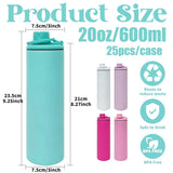 RTS USA_20oz Duo Lids Macaron Colors Blank Sublimation Straight Sports Water Bottle with Two Lids 25pcs For Sublimation and Laser Engraving_USPNY