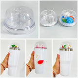 Clearance USA_50pcs Blank Double Walled DIY Dome Lids Snow Globe Plastic Lids for Multiple Size Tumblers_USPNY