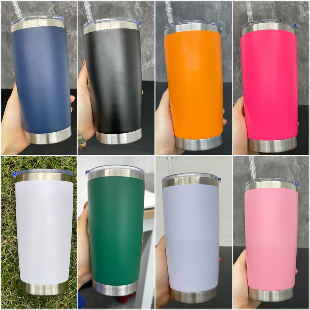 RTS USA_20oz Regular Powder Coat Coffee Tumblers Mugs with Slide Lids 25pcs For Laser Engraving_USPNY