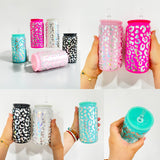 16oz Holographic Leopard Glass cans tumblers with BPA free PP lids_CNPNY