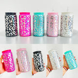 16oz Holographic Leopard Glass cans tumblers with BPA free PP lids_CNPNY