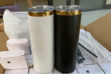 Presale USA_20oz Mirror Gold Plated Powder Coated Stainless Steel Straight Skinny Tumblers 25pcs_USPNY