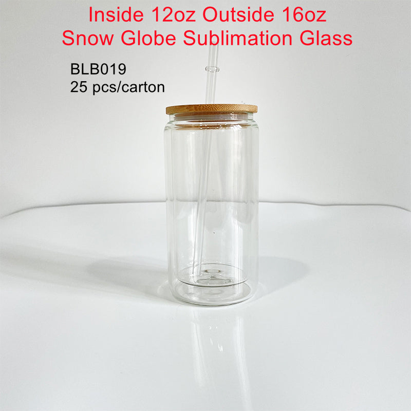 12oz Glass Snow Globe Sublimation cups