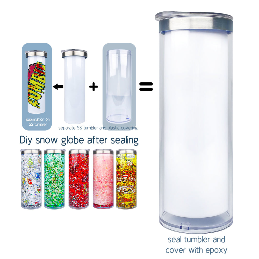 11oz Snow Globe Sublimation Clear Glass Solar Mason Jar Tumbler, Lante –  Cali Bees Creations