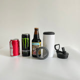 16oz 4 In 1 Sublimation Blanks White Beer Cola Can Bottle Cooler With Two Lids_CNPNY