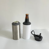 16oz 4 In 1 Sublimation Blanks White Beer Cola Can Bottle Cooler With Two Lids_CNPNY